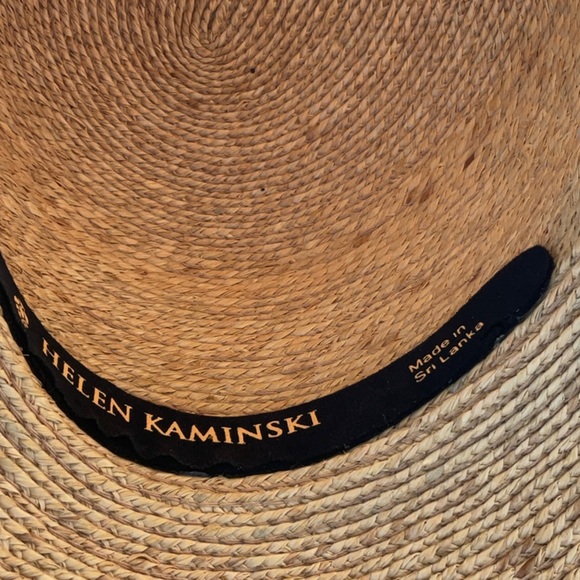 Helen Kaminski Wide Brim Raffia Hat with Light Blue Scarf - Picture 6 of 10